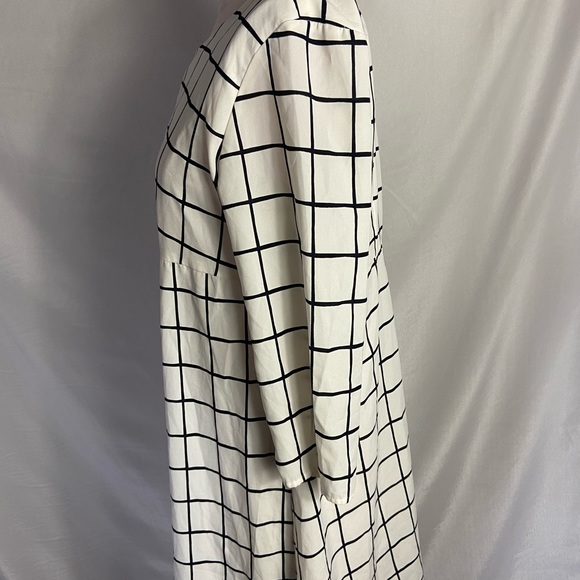 "COLLECTIVE CONCEPTS" WHITE/BLACK PLAID CAREER CASUAL MIDI DRESS 👗 - Picture 4 of 7